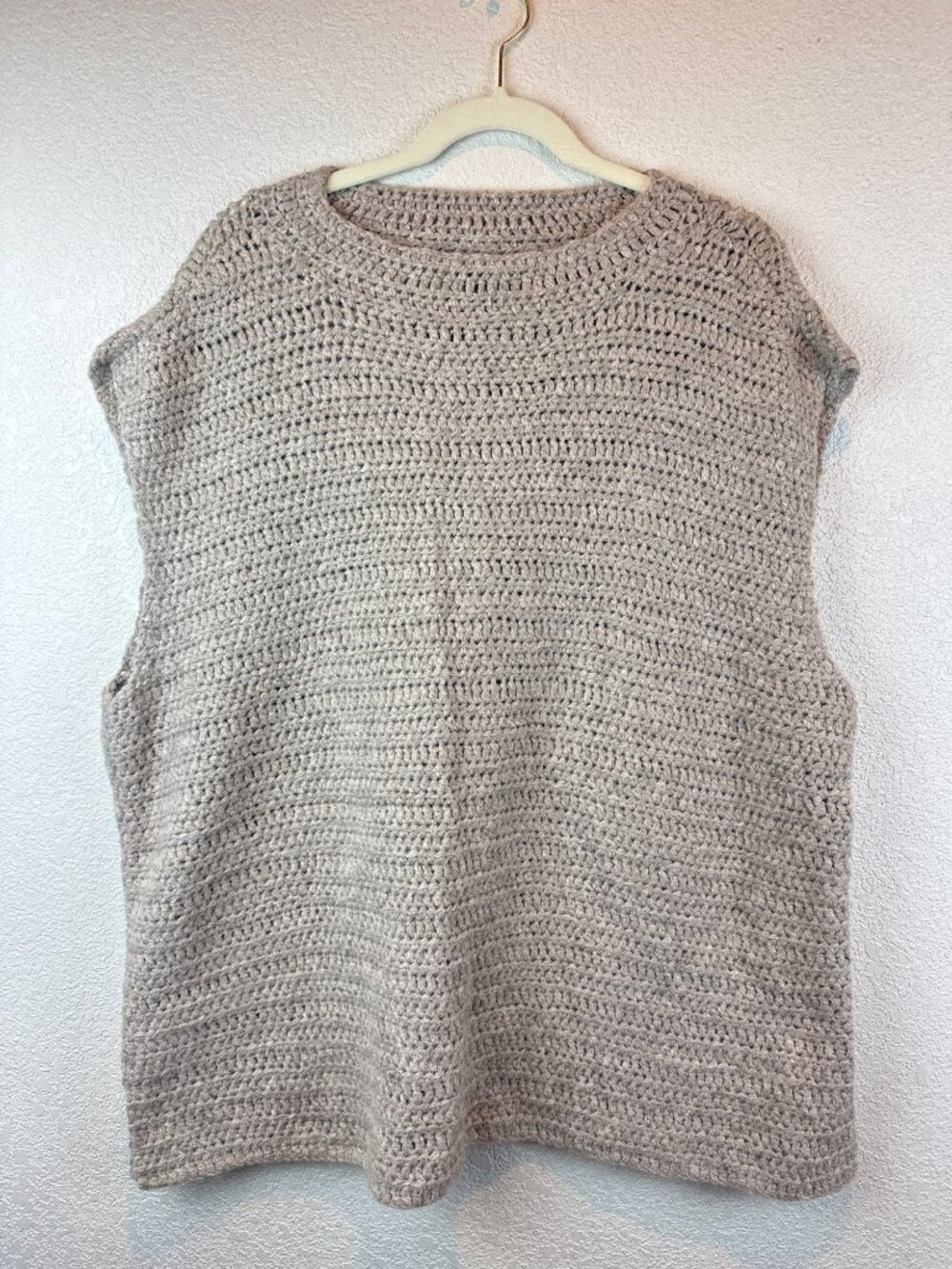 Eileen Fisher 2X 100% Baby Alpaca Knit Sweater Poncho Taupe Beige Peru - Picture 3 of 12